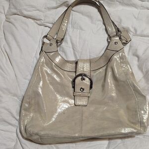 Coach Shimmering Cream Shoulder Bag